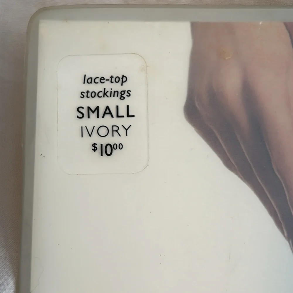 Cacique Underplay Evocative Lace Top Stockings Ivory Size Small NWT